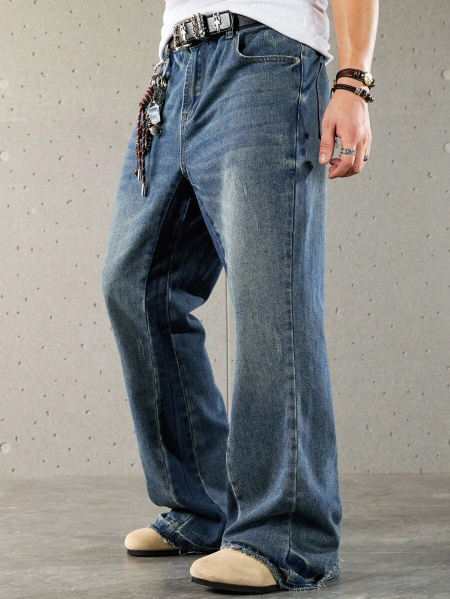 Unisex High Waisted Loose Flare Leg Casual Pants