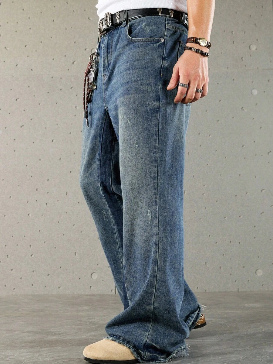 Unisex High Waisted Loose Flare Leg Casual Pants