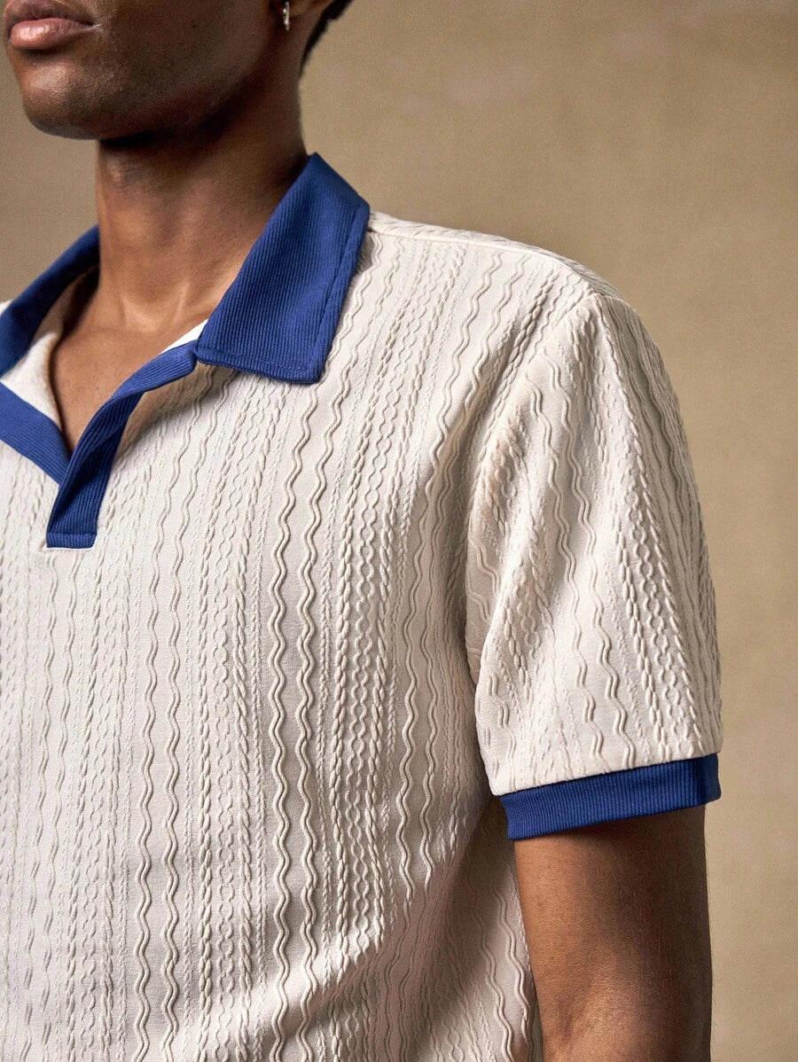 Men's Knitted White Slim Fit Casual Short Sleeve Polo Shirt