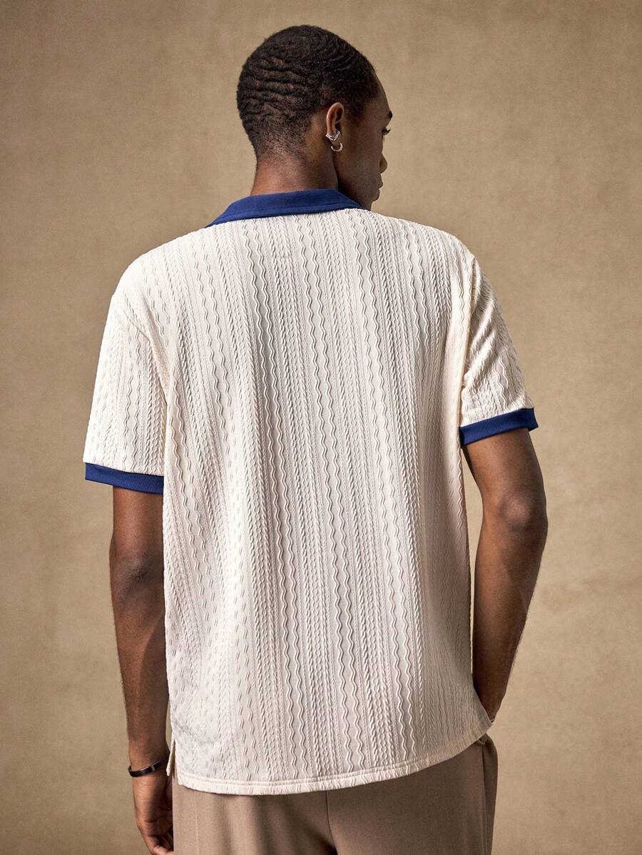 Men's Knitted White Slim Fit Casual Short Sleeve Polo Shirt