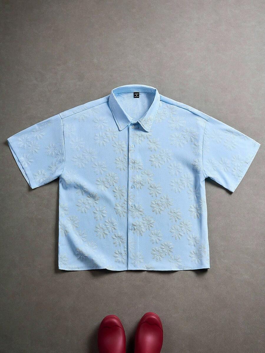 Men's Oil Painting Sunflower Print Pegasus Print Zip-Up Shirt ,