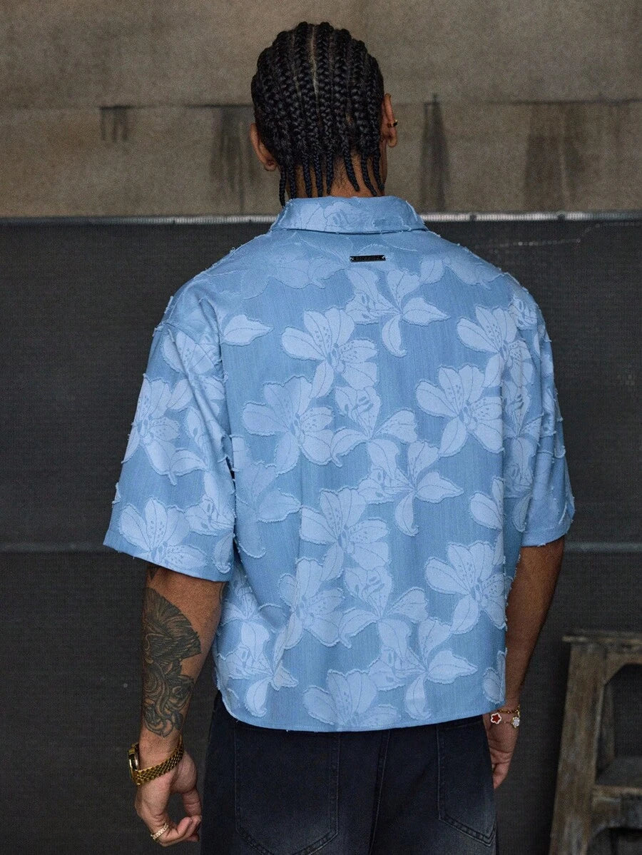 Men's Streetwear Turndown Collar Short Sleeve Loose Fit Shirt