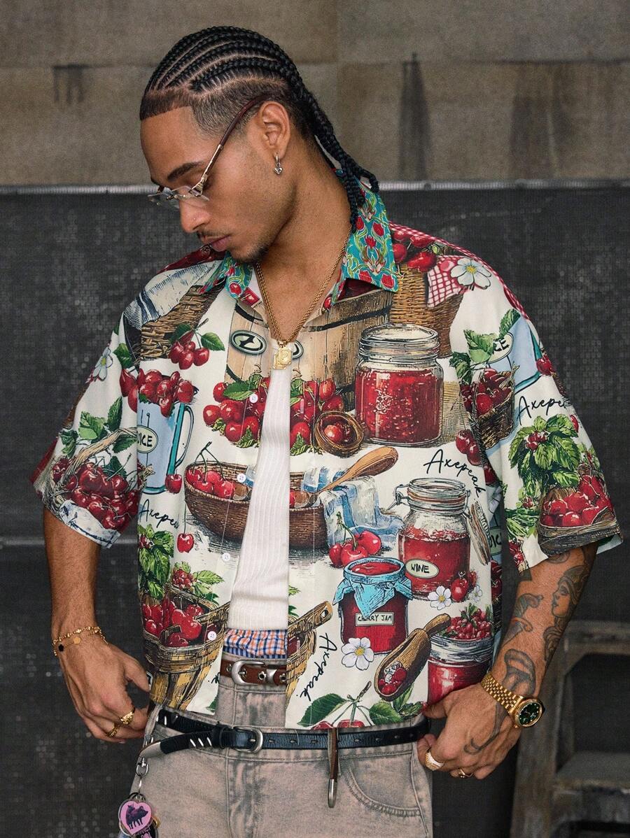 Casual Resort Style Short Sleeve Streetwear Shirt For Men