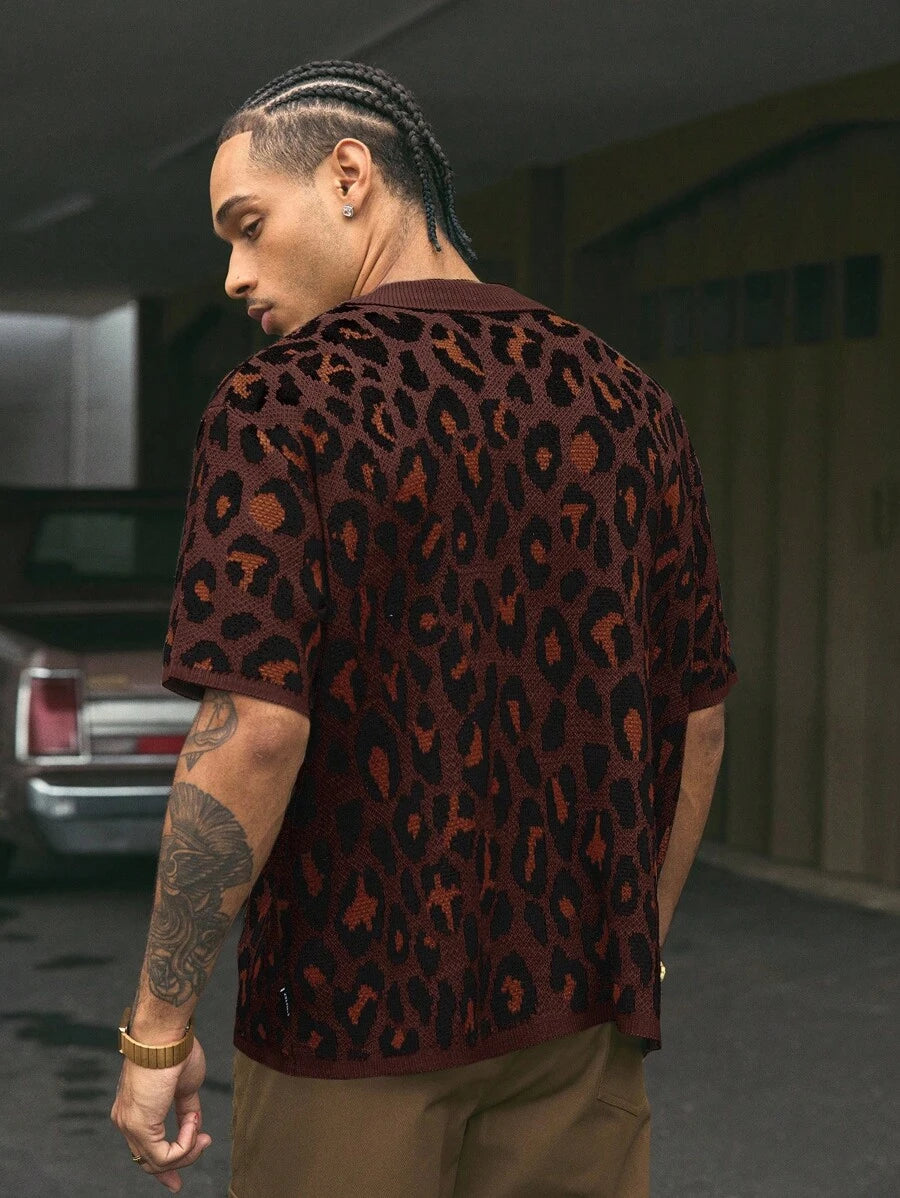 Short Sleeve Loose Fit Knit Shirt For Men
