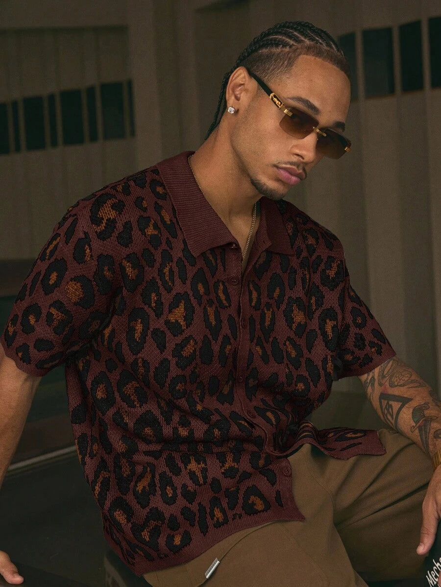 Short Sleeve Loose Fit Knit Shirt For Men