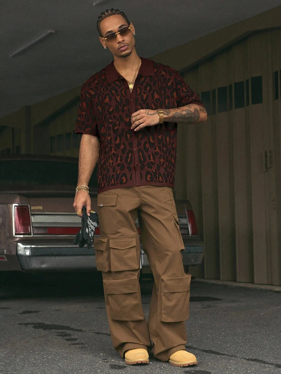 Short Sleeve Loose Fit Knit Shirt For Men