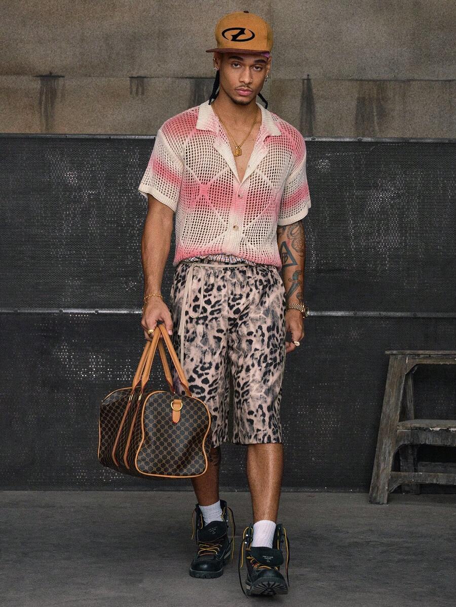 Men's Short Sleeve Loose Fit Knitted Top