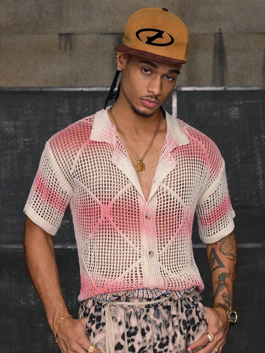 Men's Short Sleeve Loose Fit Knitted Top