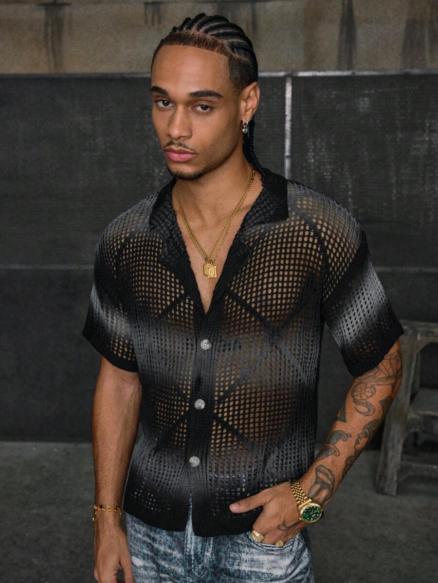 Men's Short Sleeve Loose Fit Knitted Top
