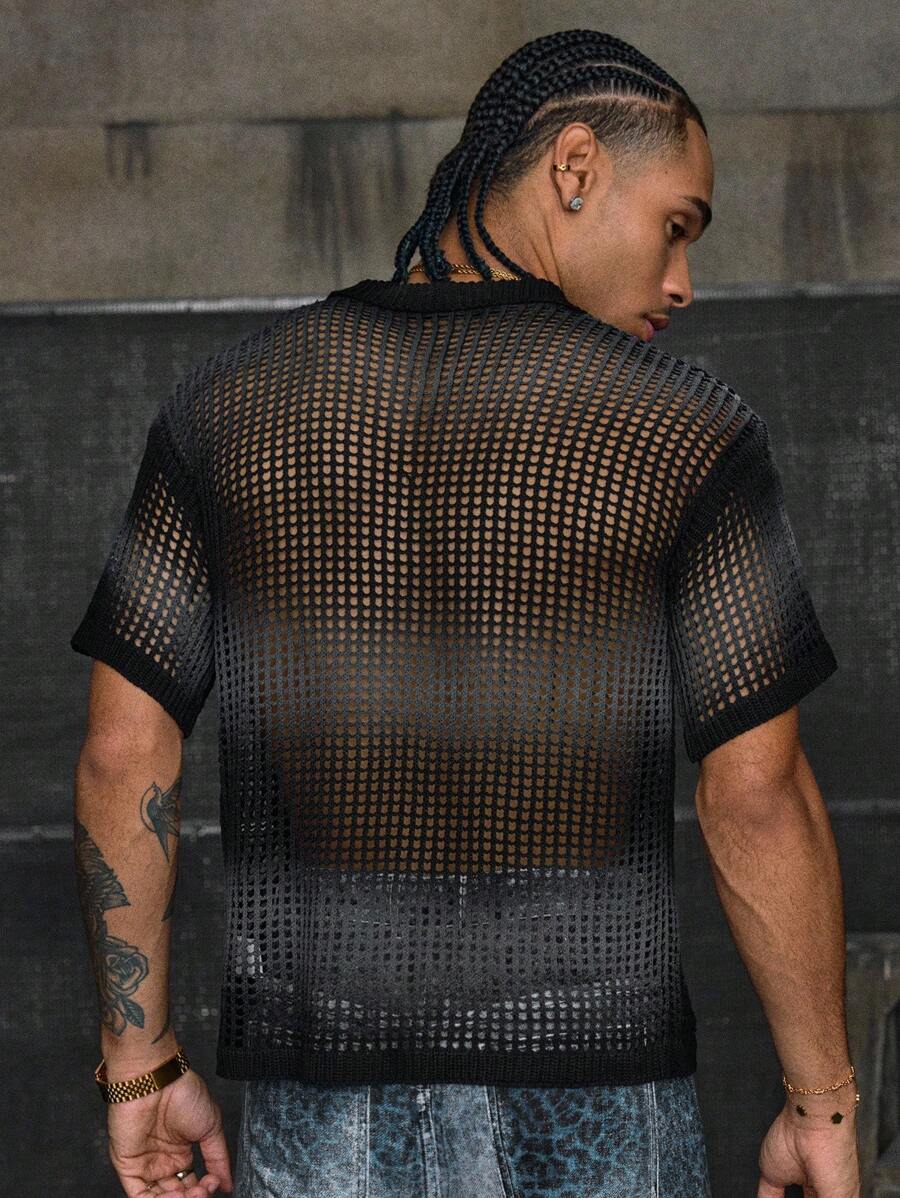 Men's Short Sleeve Loose Fit Knitted Top