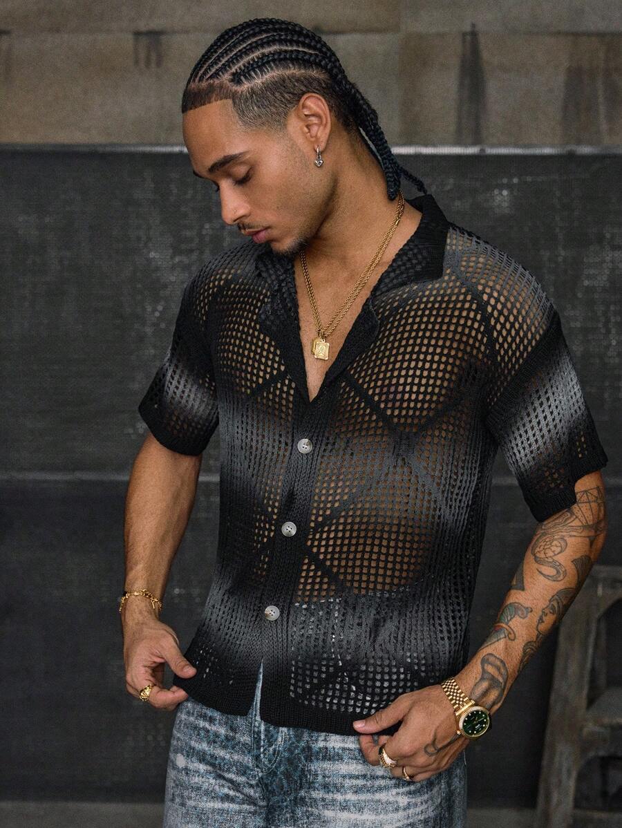 Men's Short Sleeve Loose Fit Knitted Top