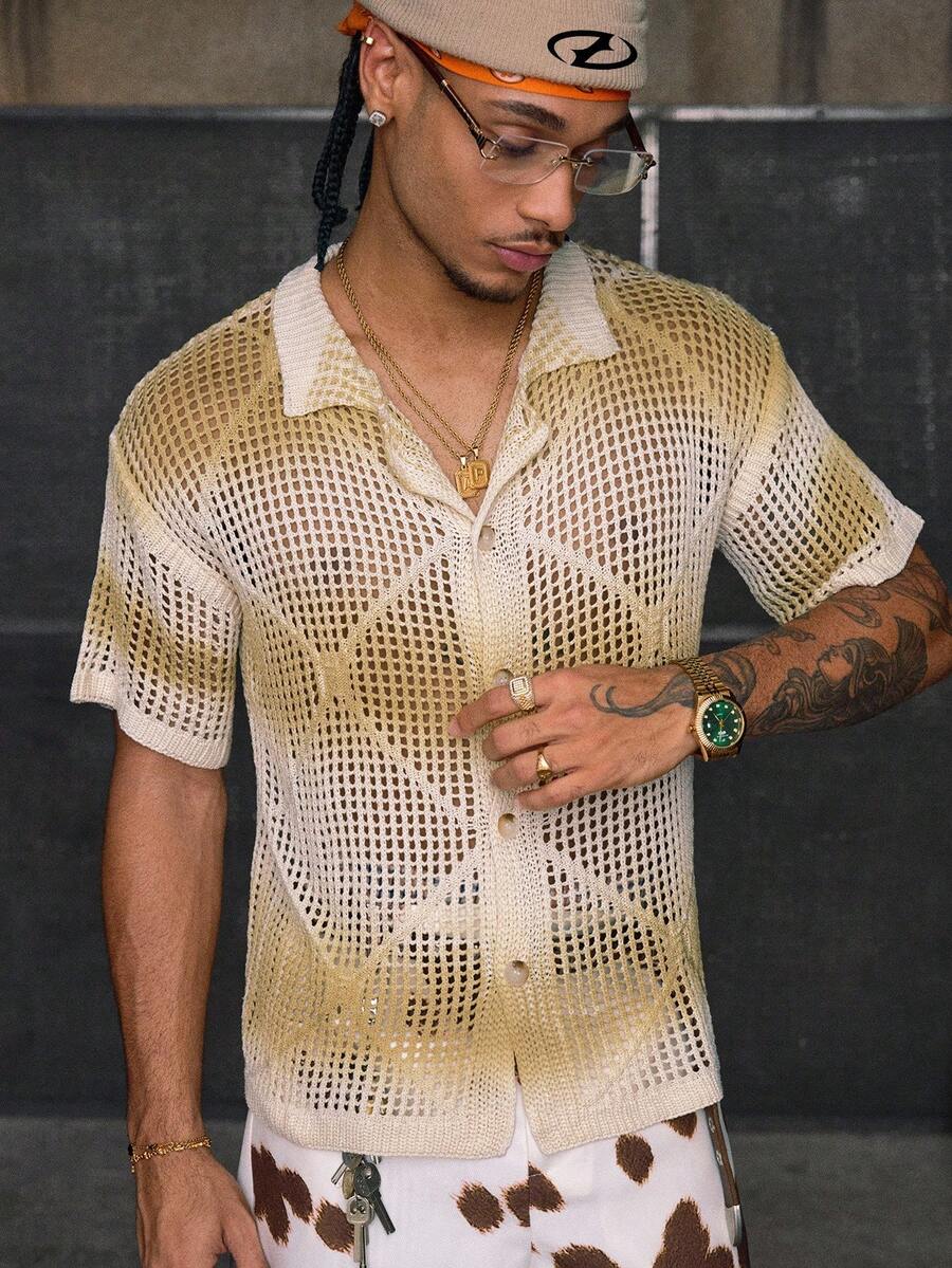 Men's Short Sleeve Loose Fit Knitted Top