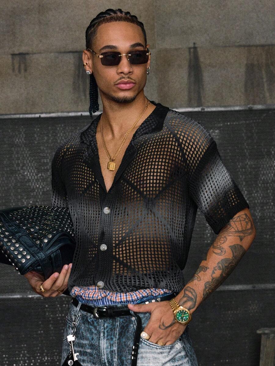 Men's Short Sleeve Loose Fit Knitted Top