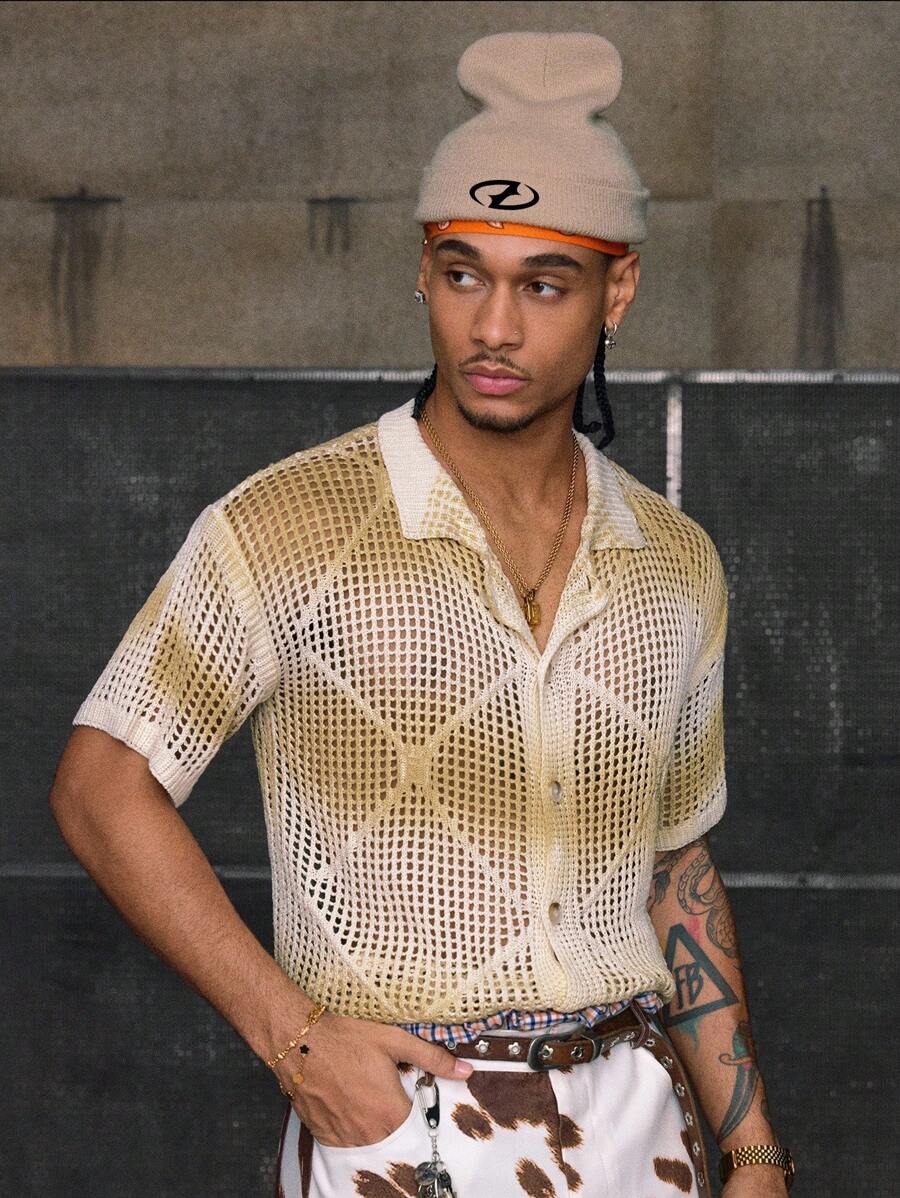 Men's Short Sleeve Loose Fit Knitted Top