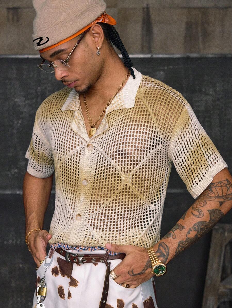 Men's Short Sleeve Loose Fit Knitted Top