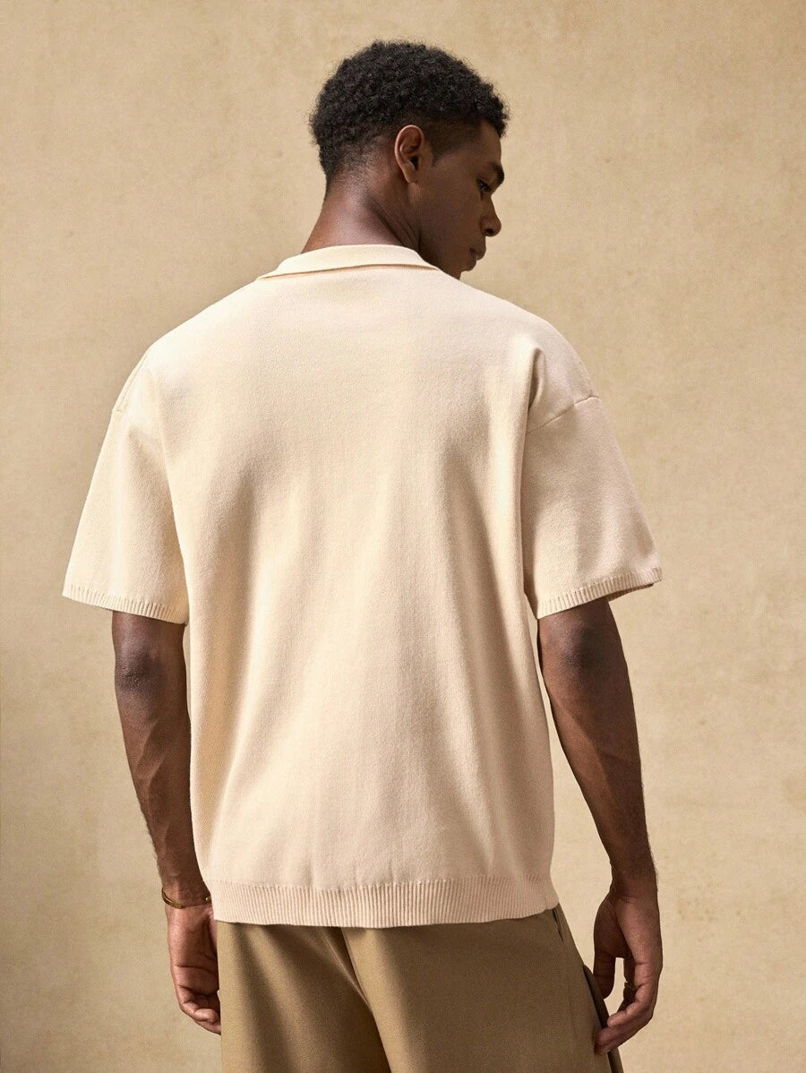 Men's Knitted Casual Loose Fit Short Sleeve Cardigan Sweater