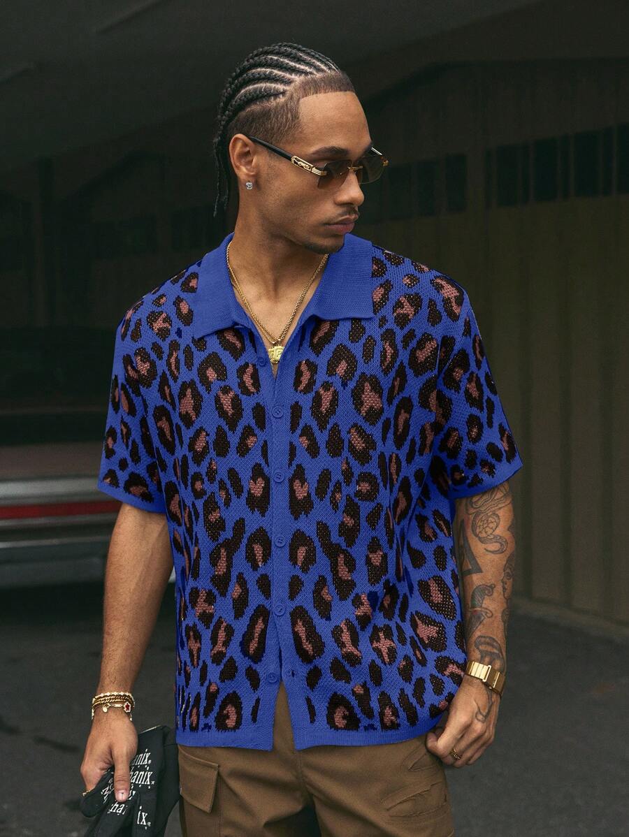 Short Sleeve Loose Fit Knit Shirt For Men