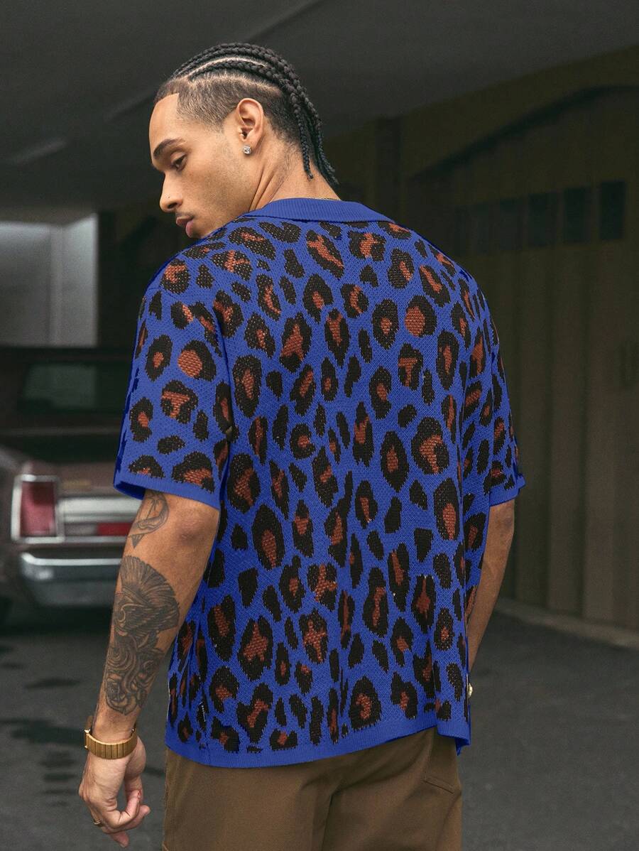 Short Sleeve Loose Fit Knit Shirt For Men