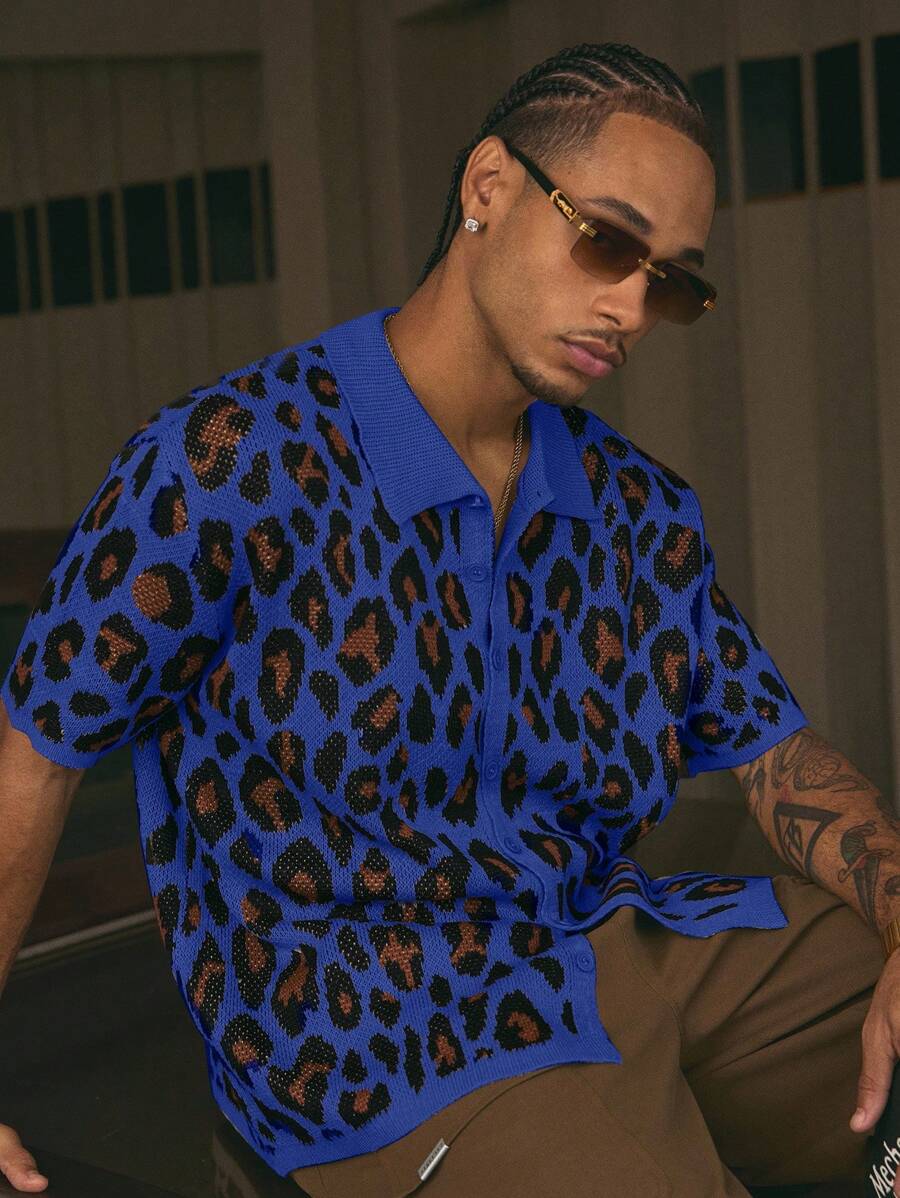 Short Sleeve Loose Fit Knit Shirt For Men