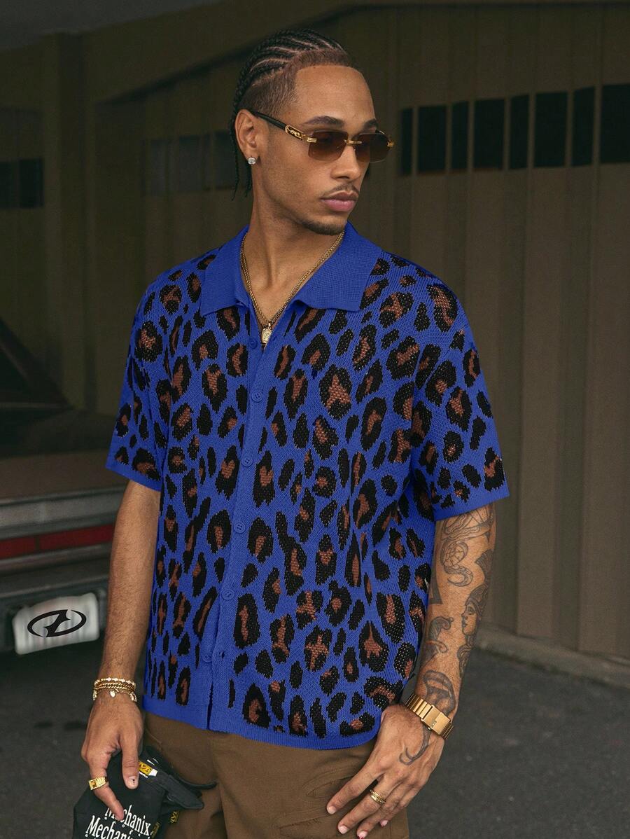 Short Sleeve Loose Fit Knit Shirt For Men
