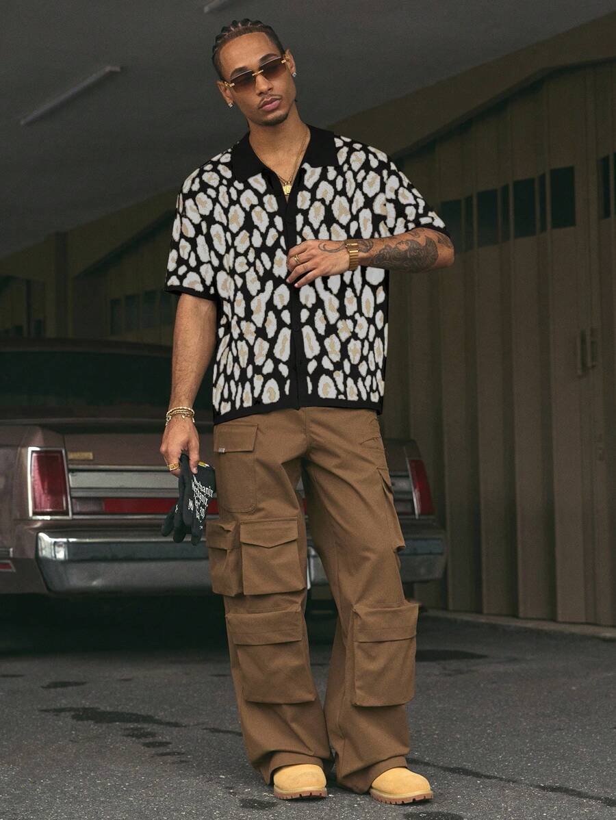 Short Sleeve Loose Fit Knit Shirt For Men