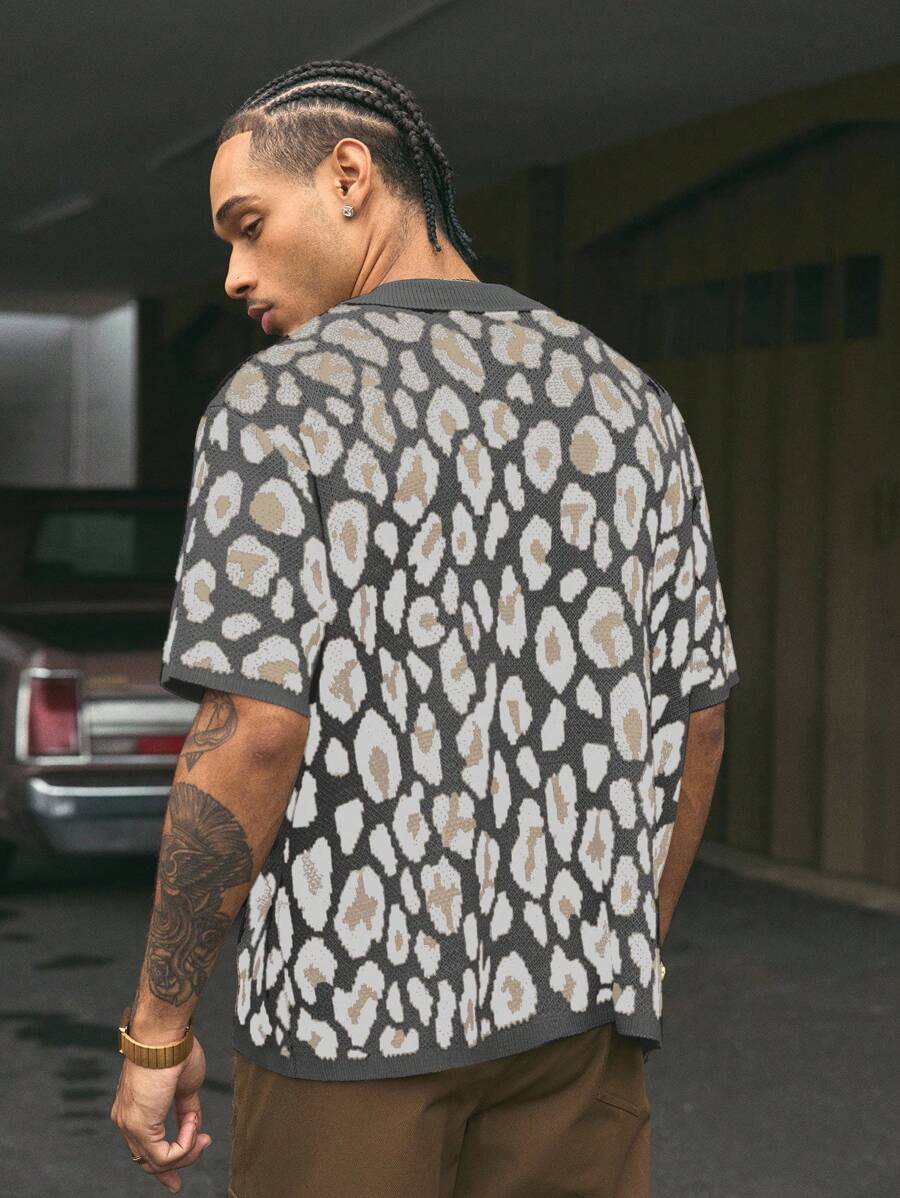 Short Sleeve Loose Fit Knit Shirt For Men
