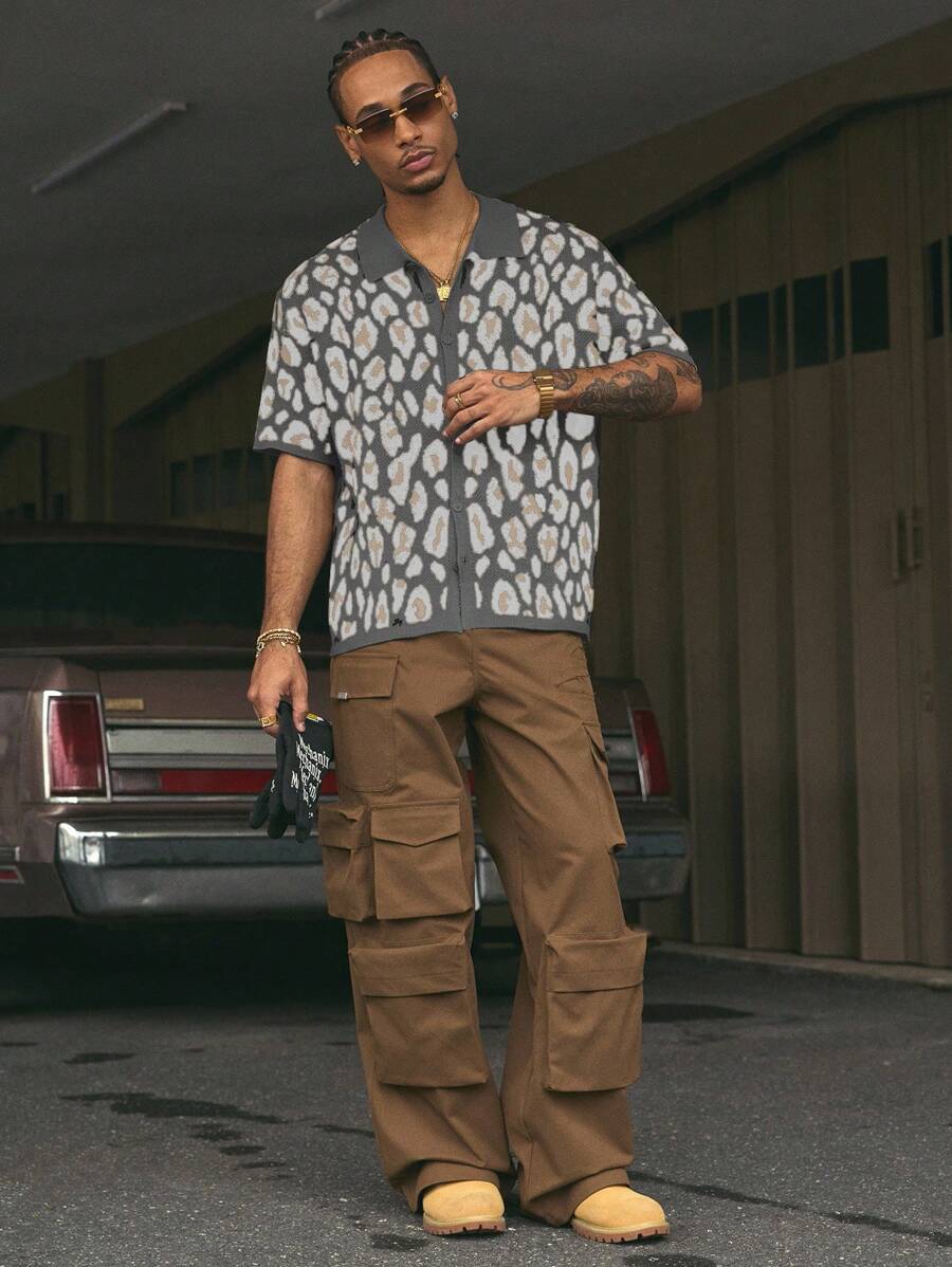 Short Sleeve Loose Fit Knit Shirt For Men