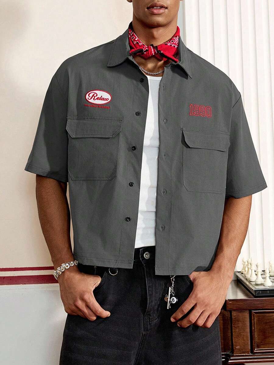 Men's Cargo Pocket Short Sleeve Casual Shirt