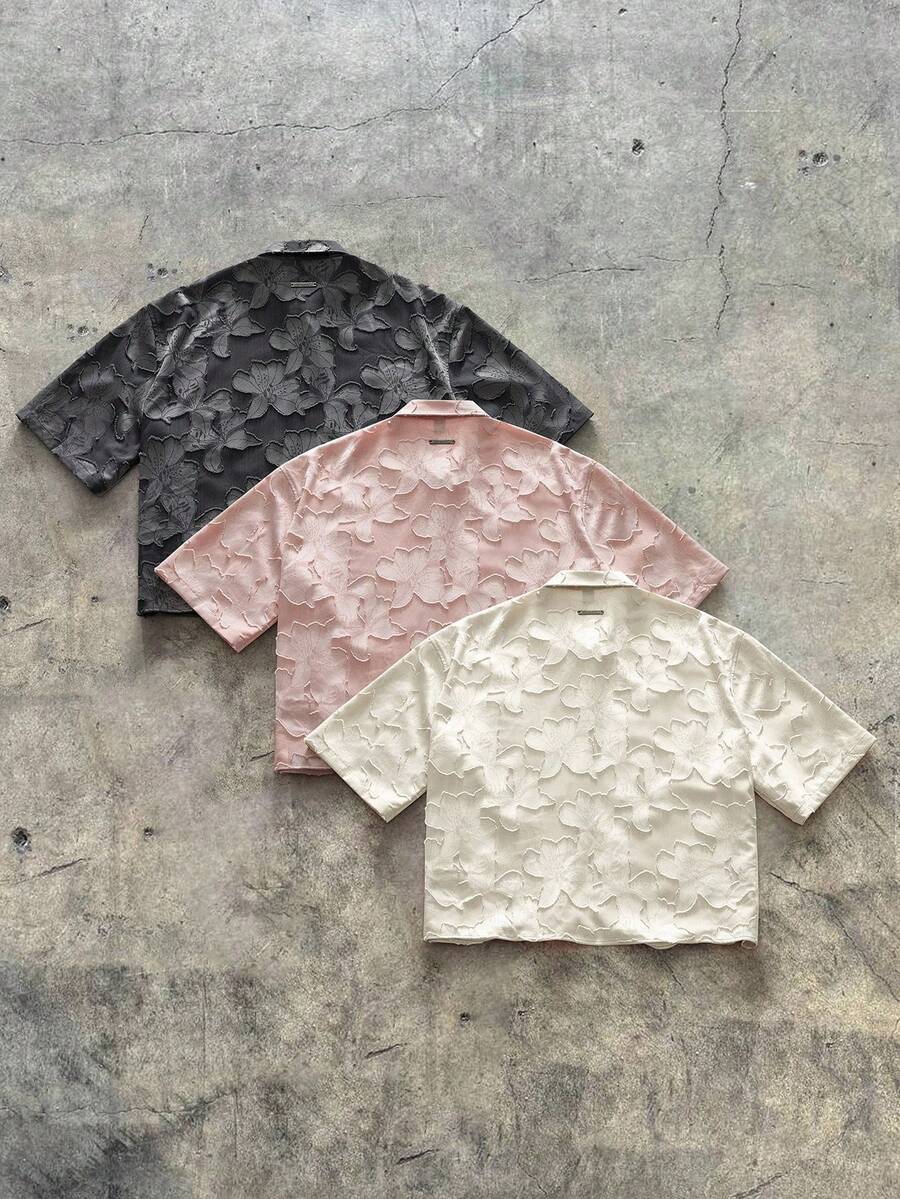 Men's Streetwear Turndown Collar Short Sleeve Loose Fit Shirt