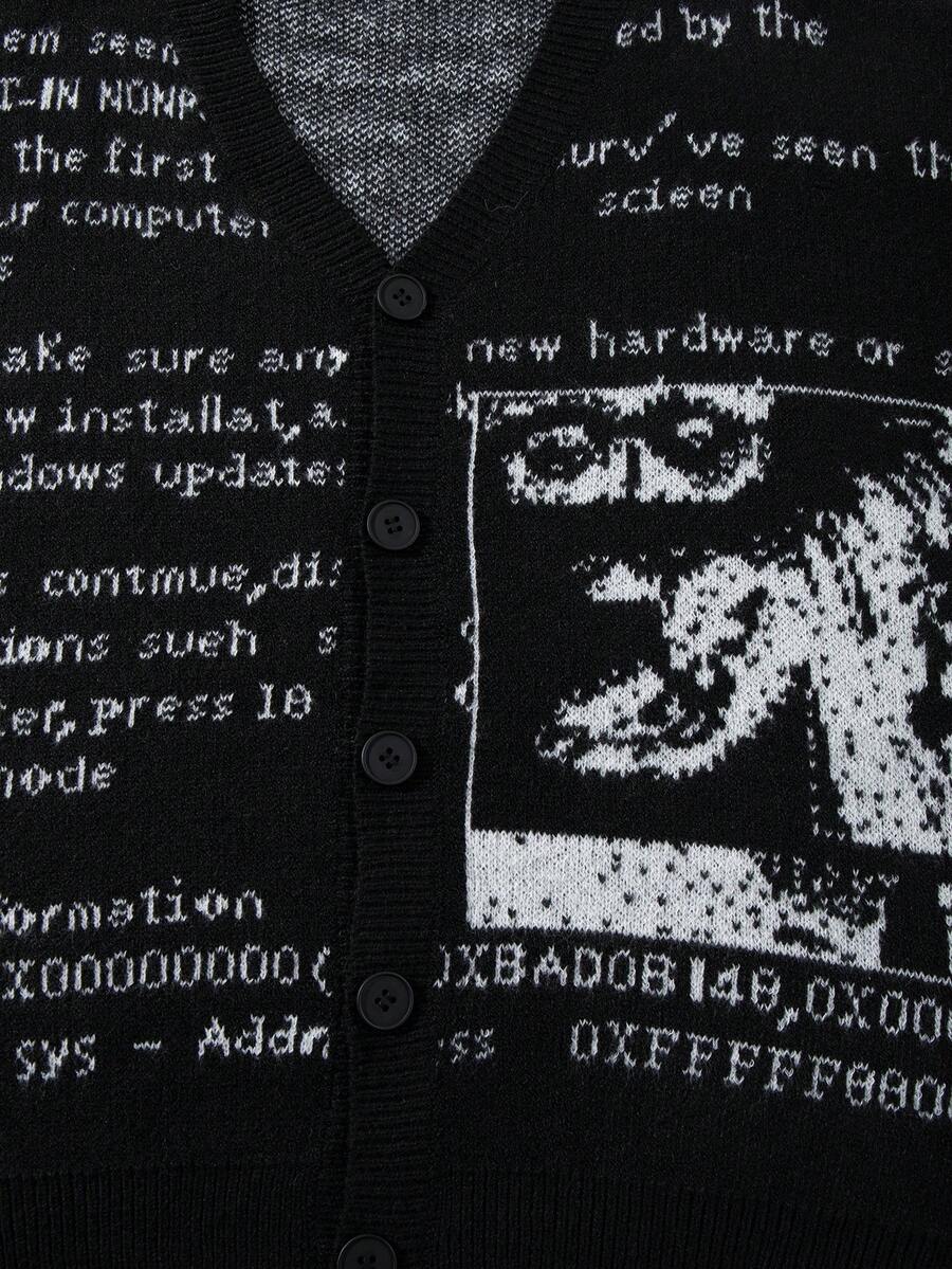 Unisex Casual Vintage Jacquard Knit Cardigan