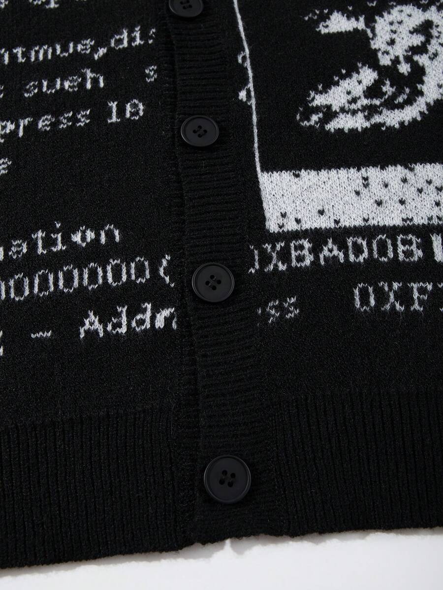 Unisex Casual Vintage Jacquard Knit Cardigan