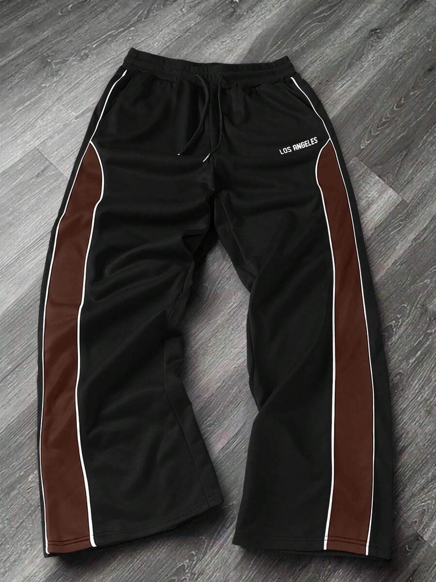 Men's Solid Color Patchwork Sweatpants