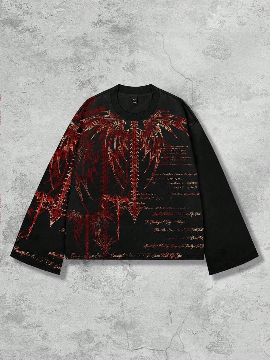 Distressed Graphic Long Sleeve Crew T-Shirt