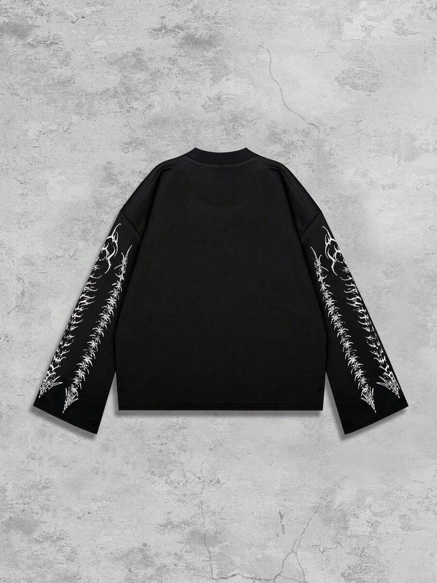Men's Striped Polo Collar Long Sleeve T-Shirt