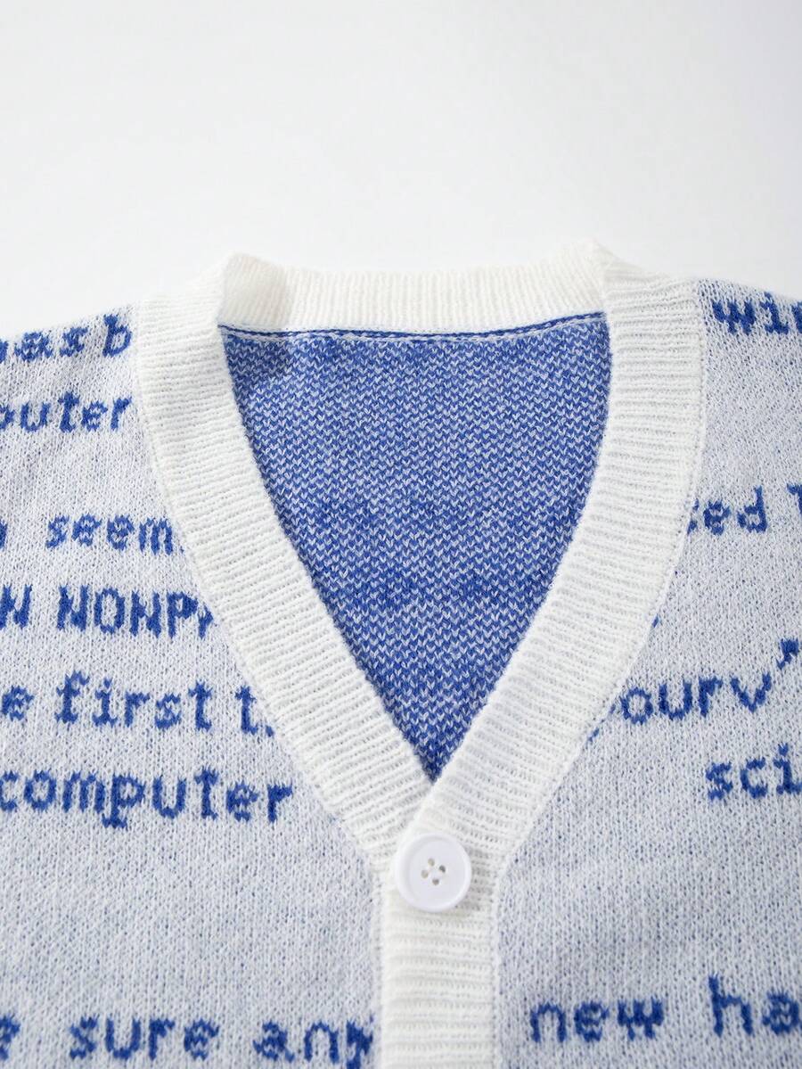 Unisex Casual Vintage Jacquard Knit Cardigan