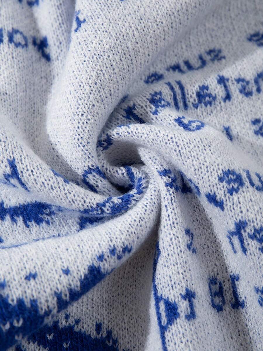 Unisex Casual Vintage Jacquard Knit Cardigan