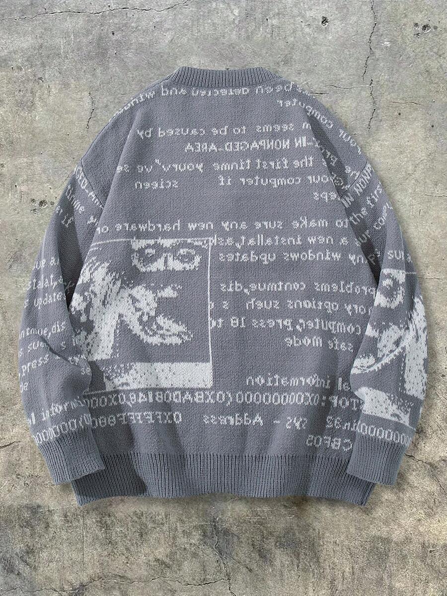 Unisex Casual Vintage Jacquard Knit Cardigan