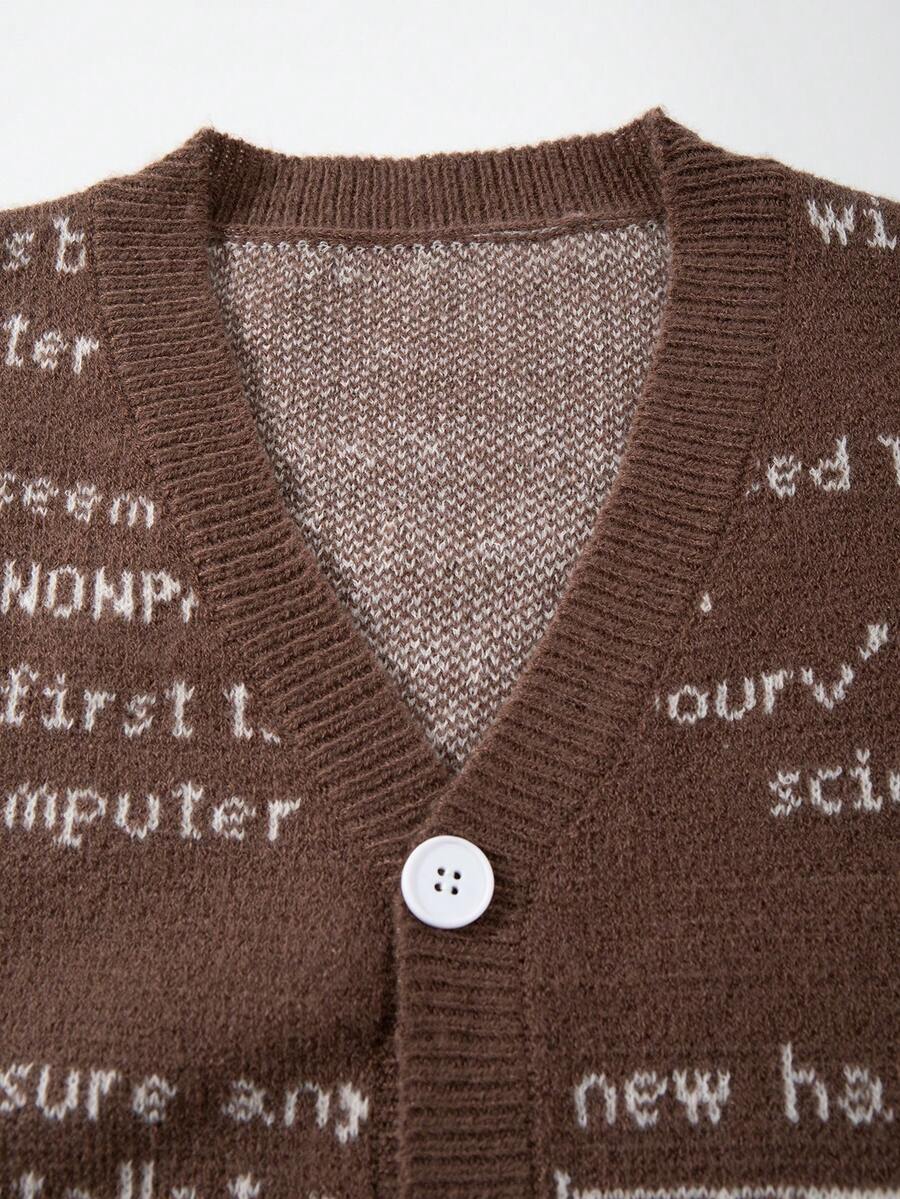 Unisex Casual Vintage Jacquard Knit Cardigan