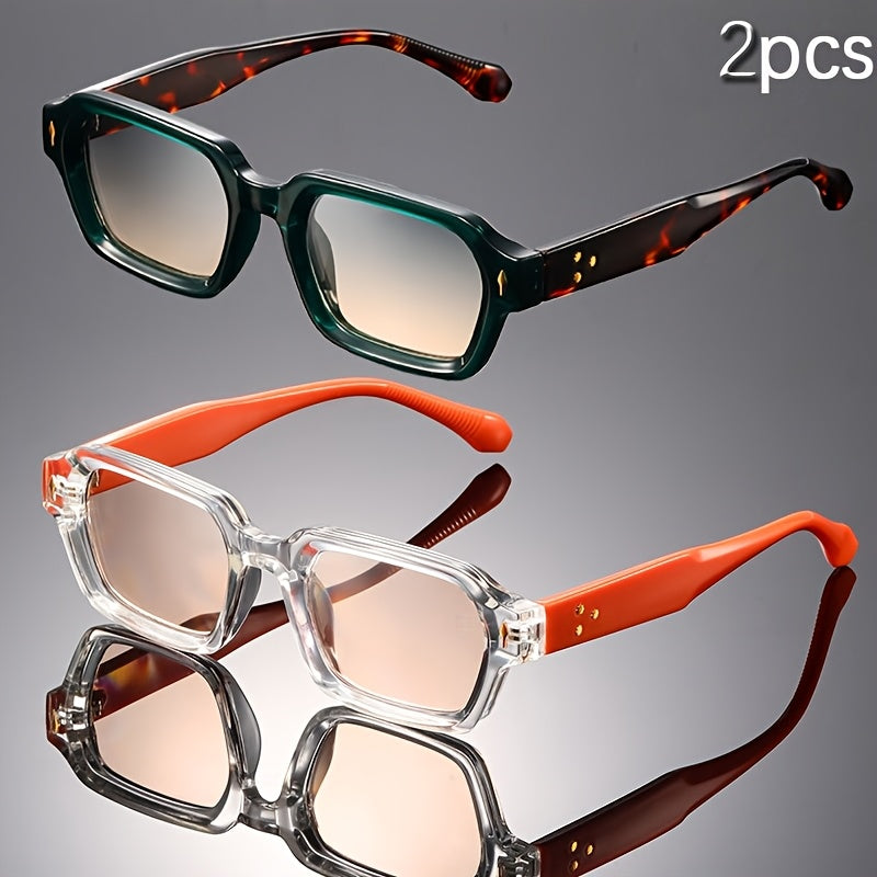 2-Pack Retro Square Frame Fashion Glasses for Men & Women