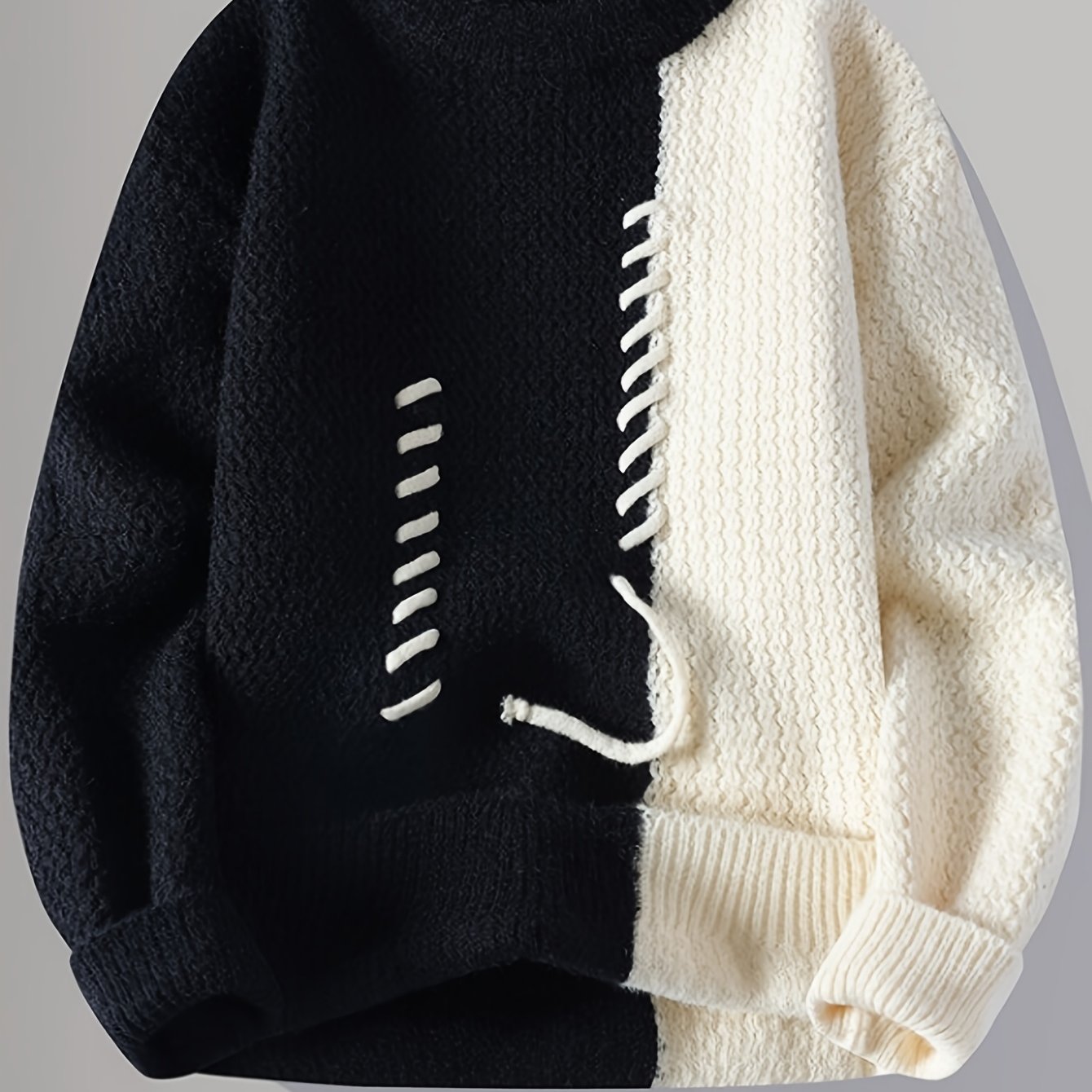 Men's Color-Block Cable Knit Sweater