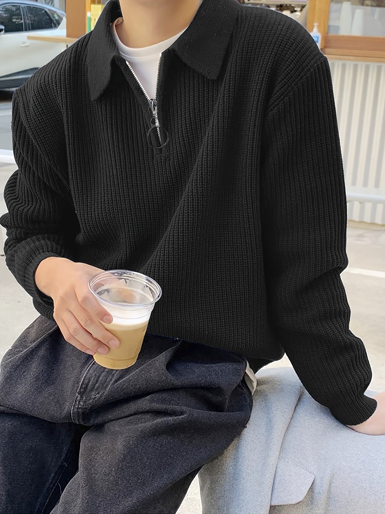 Men'S Casual Half-Zip Sweater