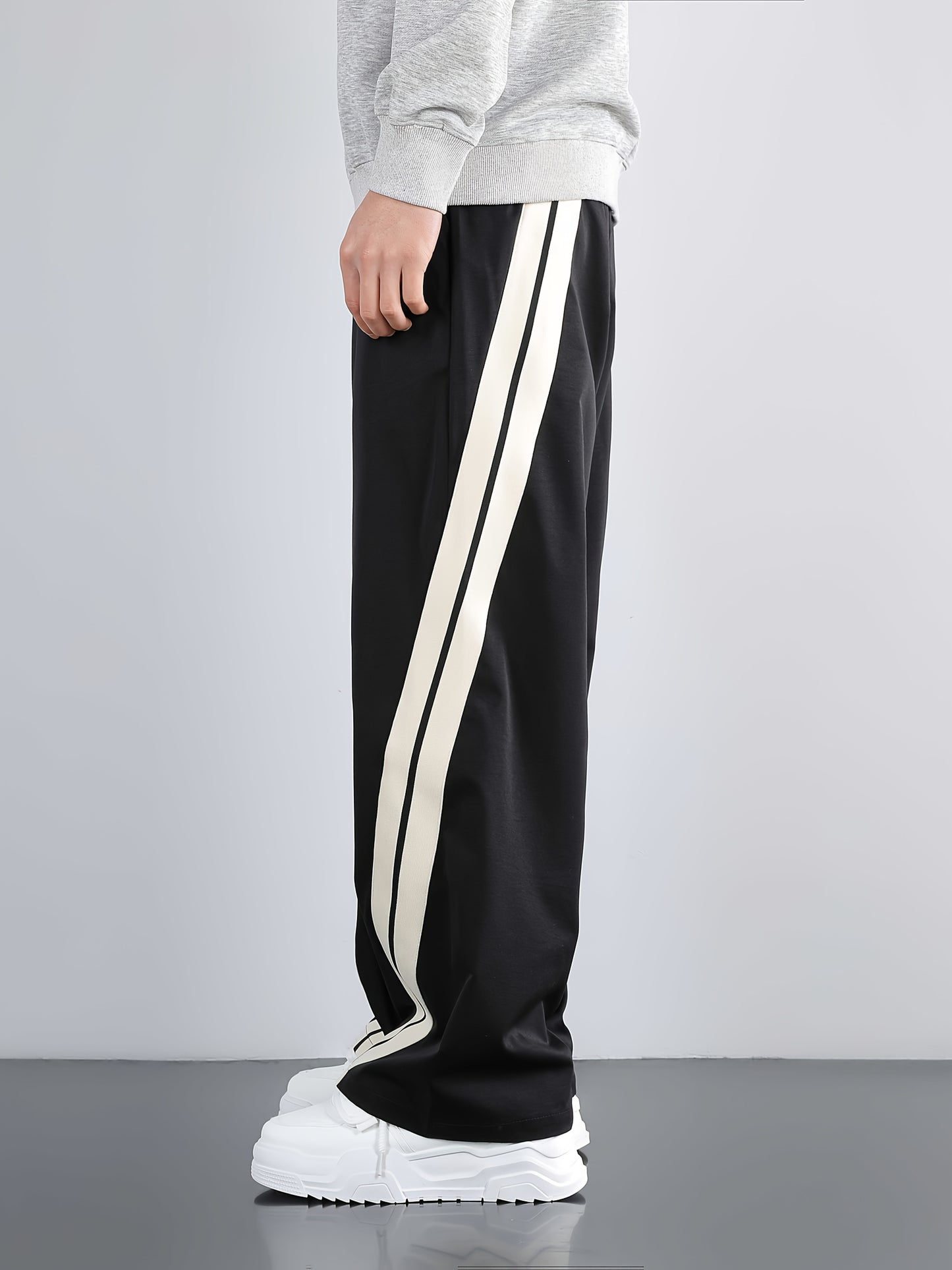Casual Straight-Leg Striped Pants