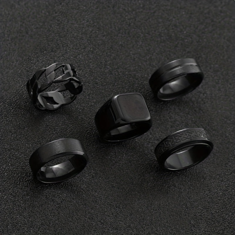 5 Stylish Stainless Steel Ring Sets