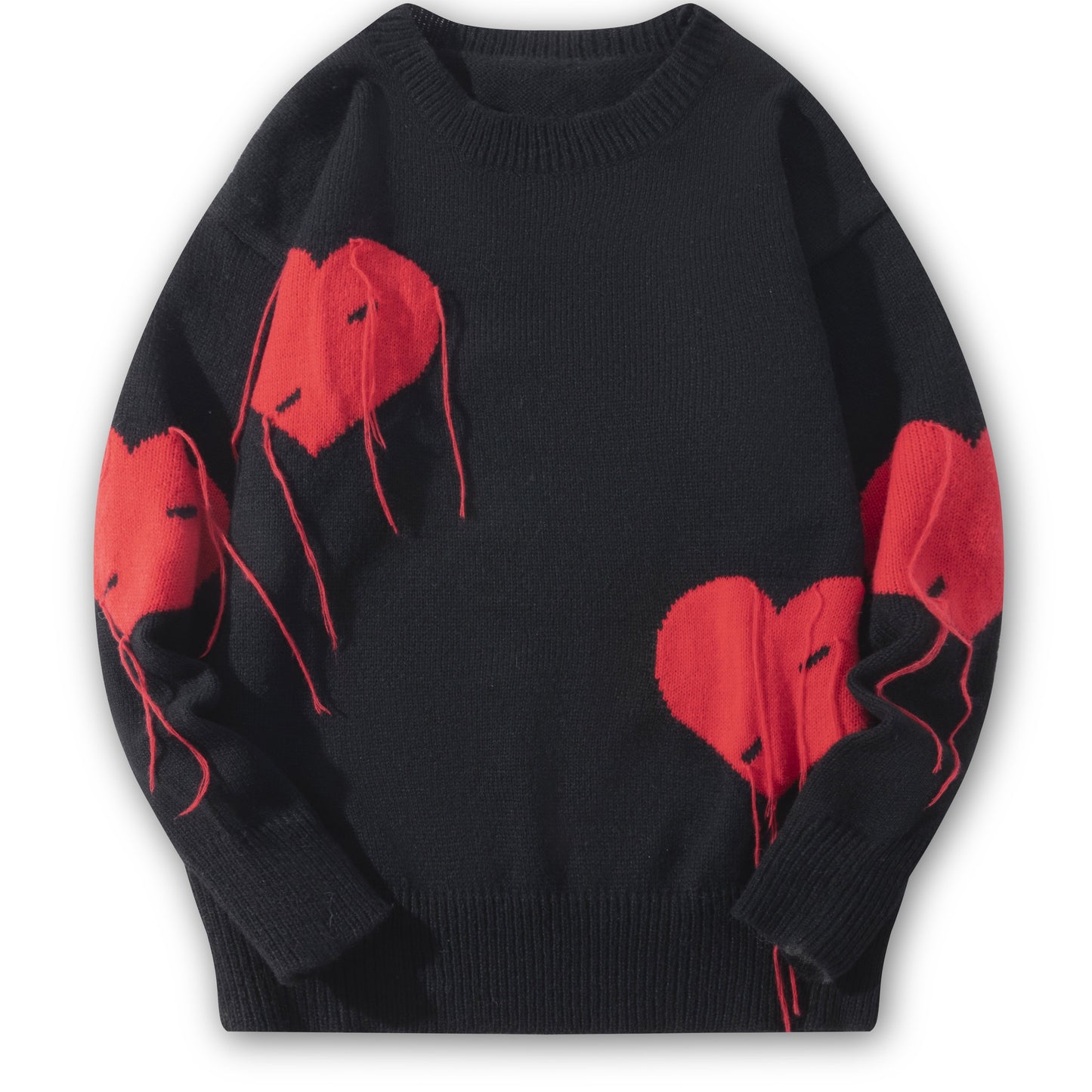 Casual Academic Style Heart Jacquard Tassel Sweater