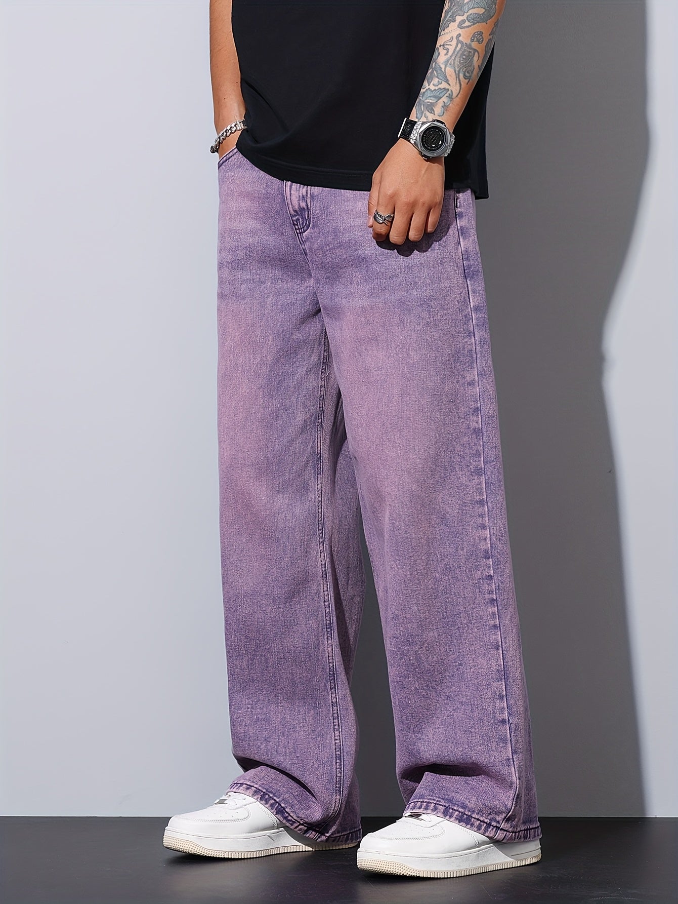 Men's Loose Fit Purple Denim Jeans
