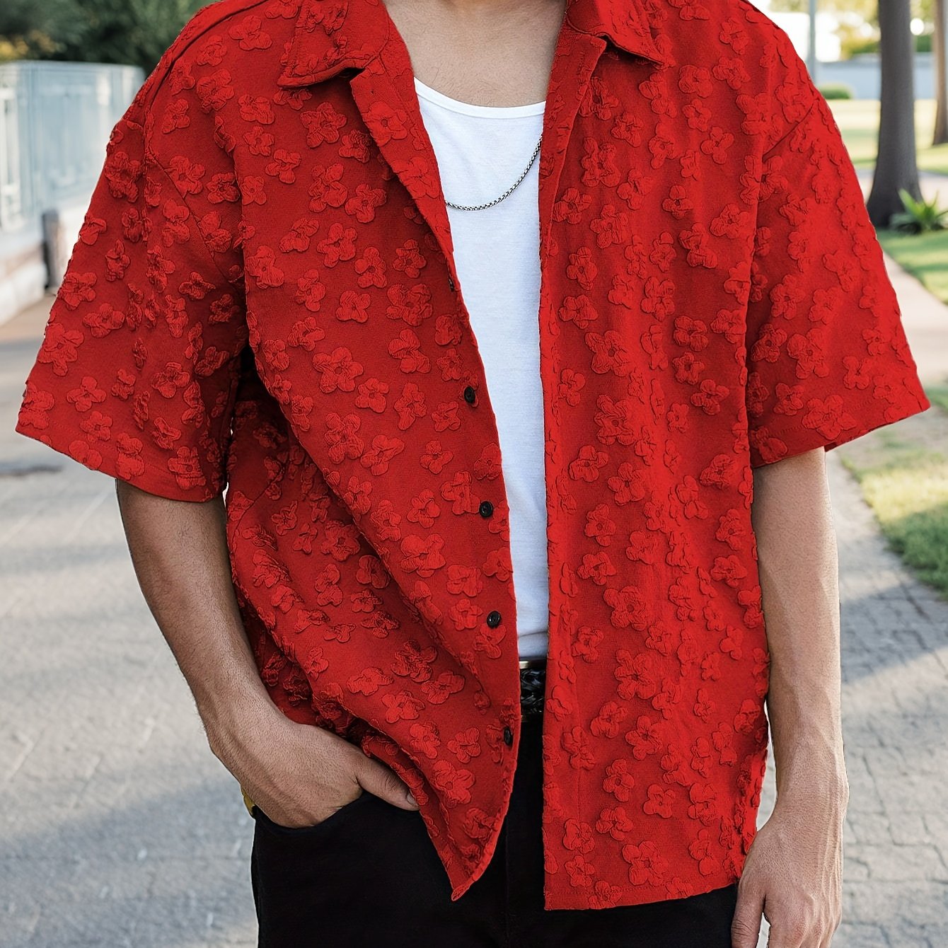 Summer Short Sleeve Button-Up Shirt