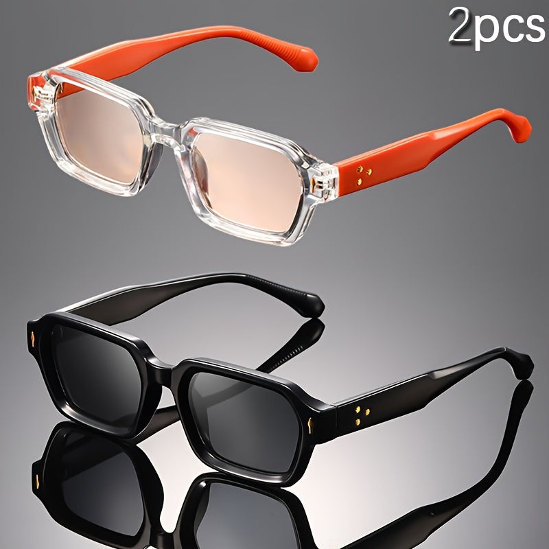 2-Pack Retro Square Frame Fashion Glasses for Men & Women