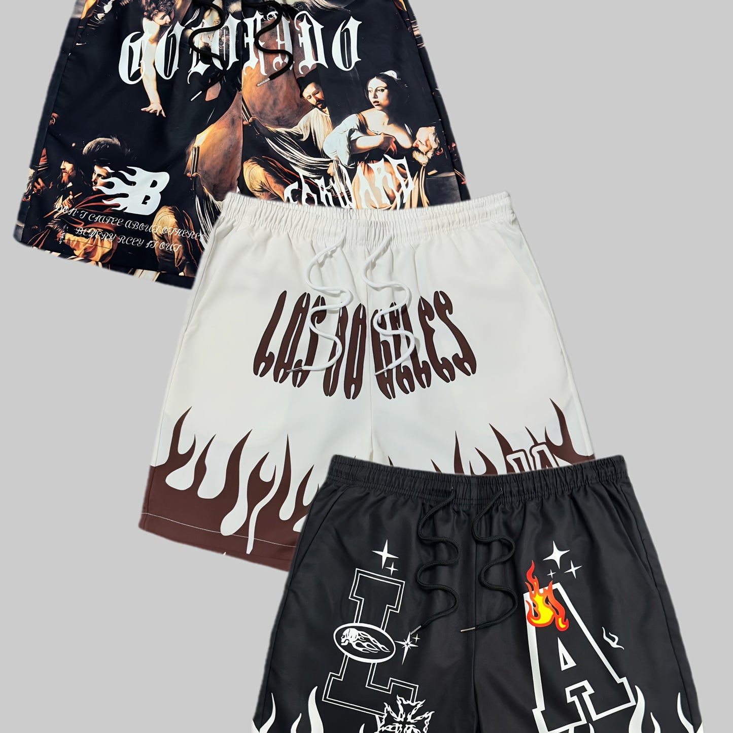 Set of Three Men's Printed Beach Shorts