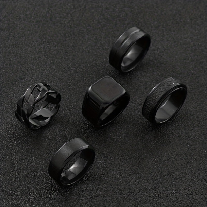 5 Stylish Stainless Steel Ring Sets