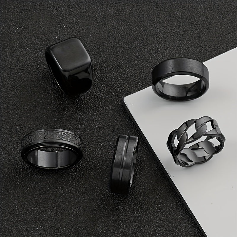5 Stylish Stainless Steel Ring Sets